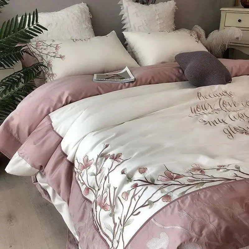 Opulent European Elegance Egyptian Cotton Bedding Set with Embroidery - Julia M LifeStyles