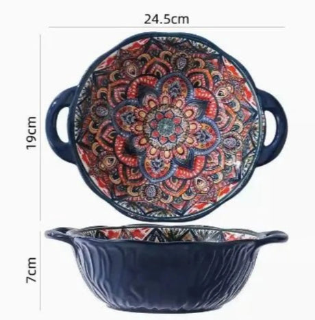 New Bohemian Style Ceramic Household Dishes with Handles - Julia M LifeStyles