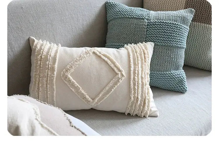 Original Modern Minimalist Natural Style Sofa Bedroom Cotton Geometric Cushion Cushion Square Pillow Back Pillow Case - Julia M LifeStyles