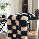 Retro Checkerboard Fluffy Fur Rug Retro Checkerboard Fluffy Fur Rug 1005004502999168-A-60x180cm throw blanket fluffy rug 97
