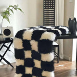 Retro Checkerboard Fluffy Fur Rug - Julia M LifeStyles