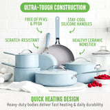 Blue Haze 10-Piece PFAS-Free Nonstick Ceramic Cookware Set