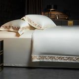 Luxury Gold Embroidery Bedding Set 1400TC Egyptian Cotton Soft Silky Queen King Duvet Cover Set With Sheet Pillowcases Bed Set