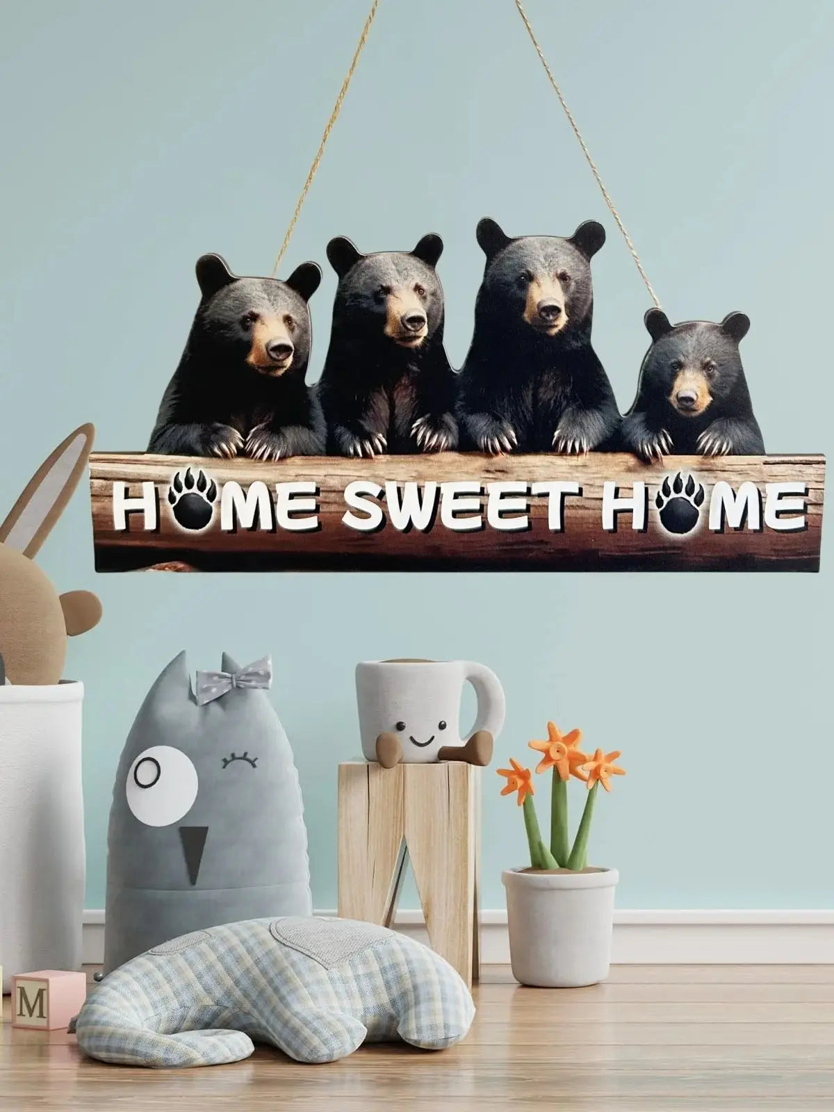 Wooden Inspirational Hanging Wall Art with Rope for Home Decor