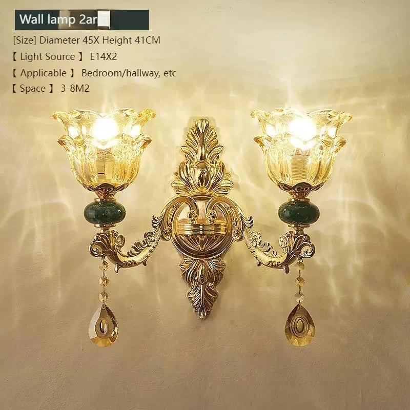 LED Crystal Ceramic Retro Ceiling Chandelier - European Style Luxury Lamp