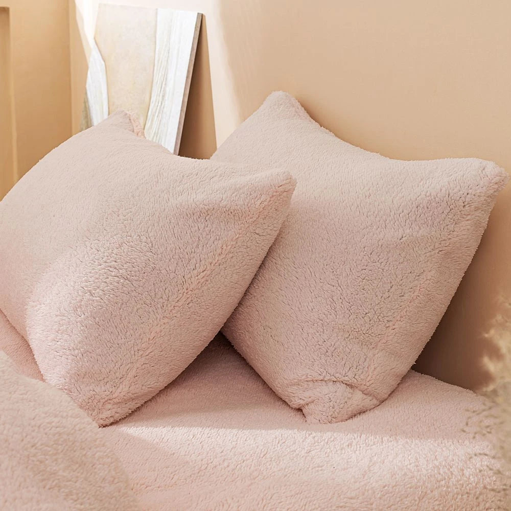 Plush Fleece Duvet Cover Set with Sheet, 4-Piece