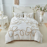 New Bow-knot Tufted Cut Flower Quilt Cover Set Queen Tufting Duvet Cover and Pillowcase Comfortable Skin-Friendly Blanket Covers