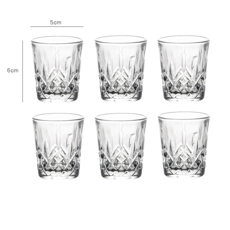 6pcs Sets Luxury Wine Glasses Transparent Glass Cup Exquisite Cocktail Glass European Style Whiskey Glass Bar Brandy Beer Cups