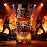 Metallica 45 Years of Fury Commemorative Glass, Vintage Heavy Metal Band Beer Mug, 3D Relief Blue Drinking Glass Rock Music