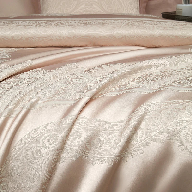 4/7Pcs Luxury Soft Silky Egyptian cotton Damask Satin Bedding Set Super King Duvet Cover Flat Sheet/Fitted Sheet Pillowcases Julia M LifeStyles