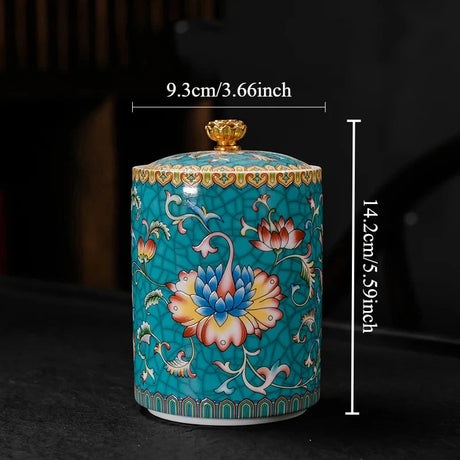 1PC Ceramic Storage Jar with Lid Coffee Table Tea Jar Living Room Candy Jar Household Kitchen Supplies Cereal Dispenser Julia M LifeStyles