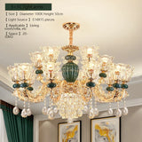 LED Crystal Ceramic Retro Ceiling Chandelier - European Style Luxury Lamp