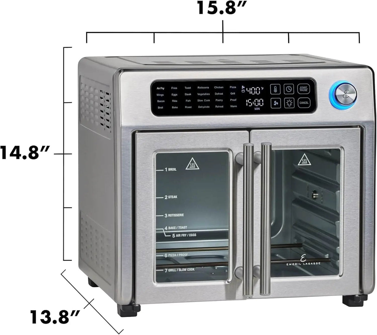 Emeril Lagasse Extra Large French Door Air Fryer Toaster Oven Combo, 24 Cooking Functions and Digital Controls, 7 Accessories In Julia M Home & Kitchen