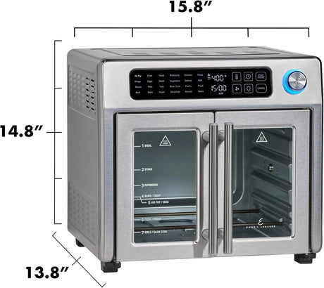 Emeril Lagasse Extra Large French Door Air Fryer Toaster Oven Combo, 24 Cooking Functions and Digital Controls, 7 Accessories In Julia M Home & Kitchen