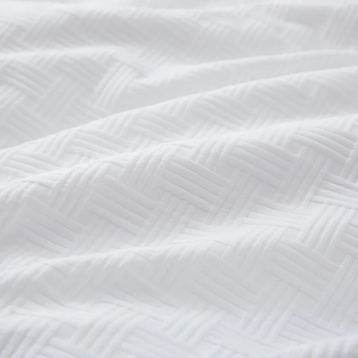 White Duvet Cover King Size - 2/3 Pieces Soft and Breathable Microfiber Knitted Jacquard Waffle Weave Striped Comforter Cover