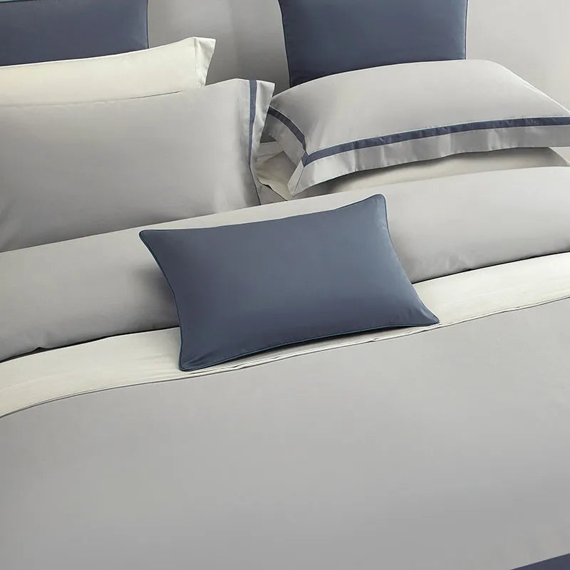 Luxury Long Staple Cotton Bedding 4/7Pcs, Sateen Weave Natural Super King Soft Chic Patchwork Duvet cover Bed Sheet Pillowcases
