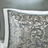 24 Piece Faux Silk Paisley Queen Comforter Set with Matching Curtains, Down Alternative Hypoallergenic - Teal Julia M LifeStyles