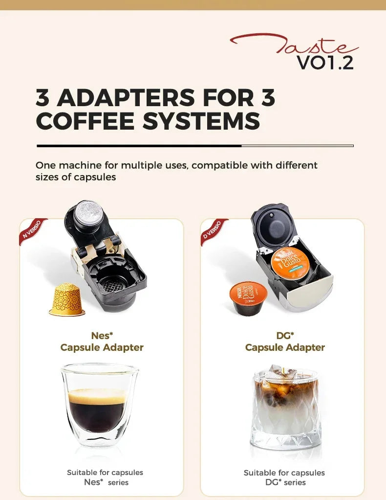 220V 19Bar 600ml 3in1 Nespresso Capsule Espresso Maker Fully Automatic Portable Office Small Home Italian Capsule Coffee Machine Julia M LifeStyles