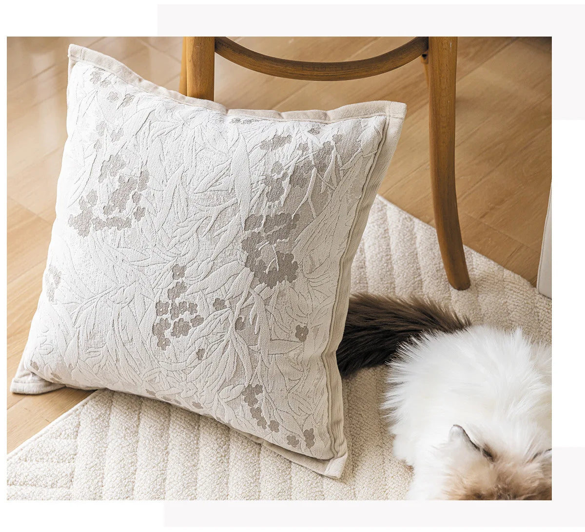 Exquisite Nordic Floral Embroidery French Cream Throw Pillow Cover Julia M LifeStyles
