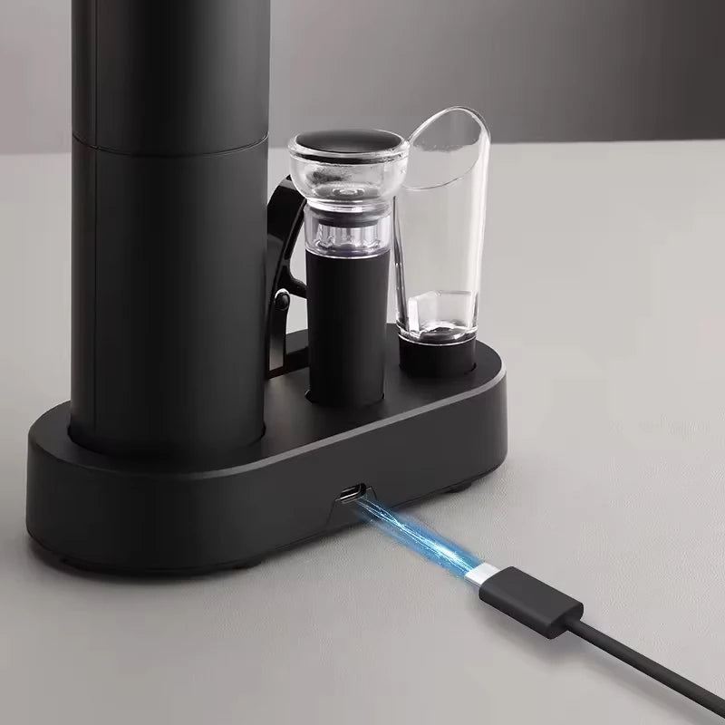 4-in-1 Electric Bottle Wine Opener Set Rechargeable Electric Automatic Corkscrew Wine Opener Set Wine Stopper, Wine Pourer Julia M Home & Kitchen