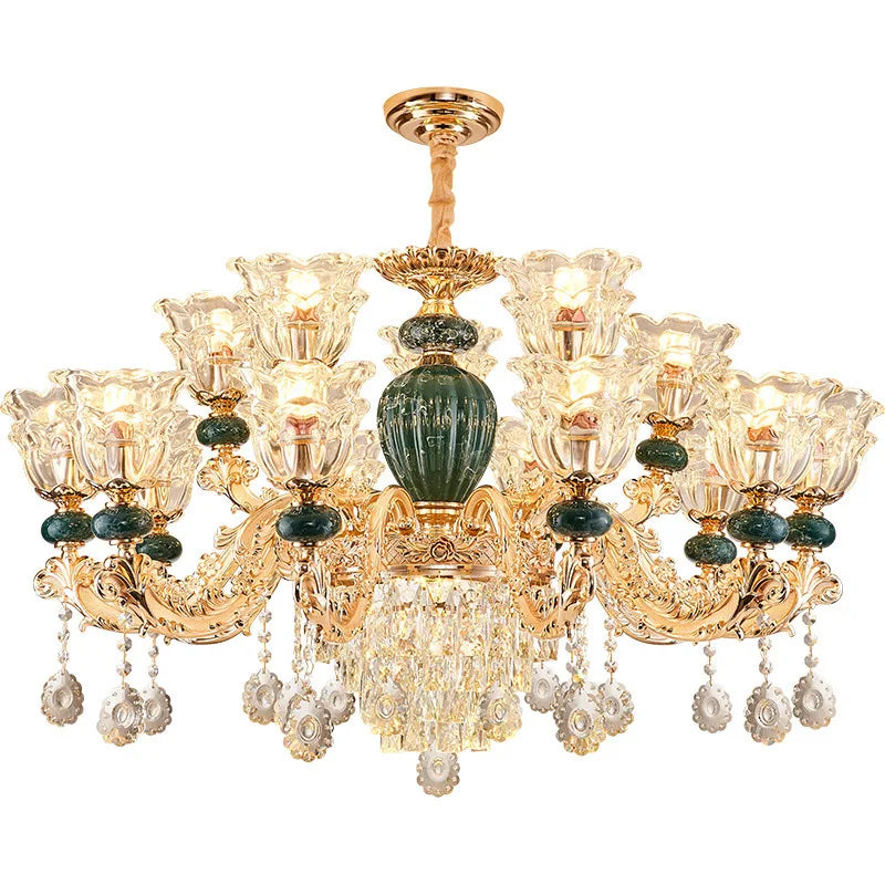 LED Crystal Ceramic Retro Ceiling Chandelier - European Style Luxury Lamp - Julia M LifeStyles