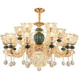 LED Crystal Ceramic Retro Ceiling Chandelier - European Style Luxury Lamp