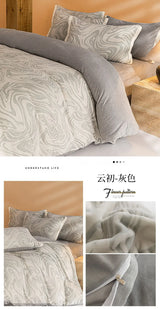 High-end Thickened Milk Fleece Carving Four-piece Skin-friendly Three-dimensional Jacquard Bedding Kit