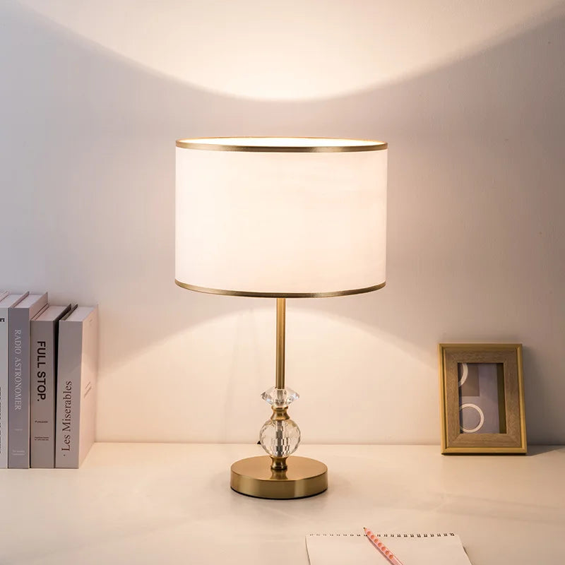 Metal Bedroom Bedside Lamp Modern Simple Cloth Cover Decorative Desk Lamp Nordic Hotel Living Room Office Reading Lamp