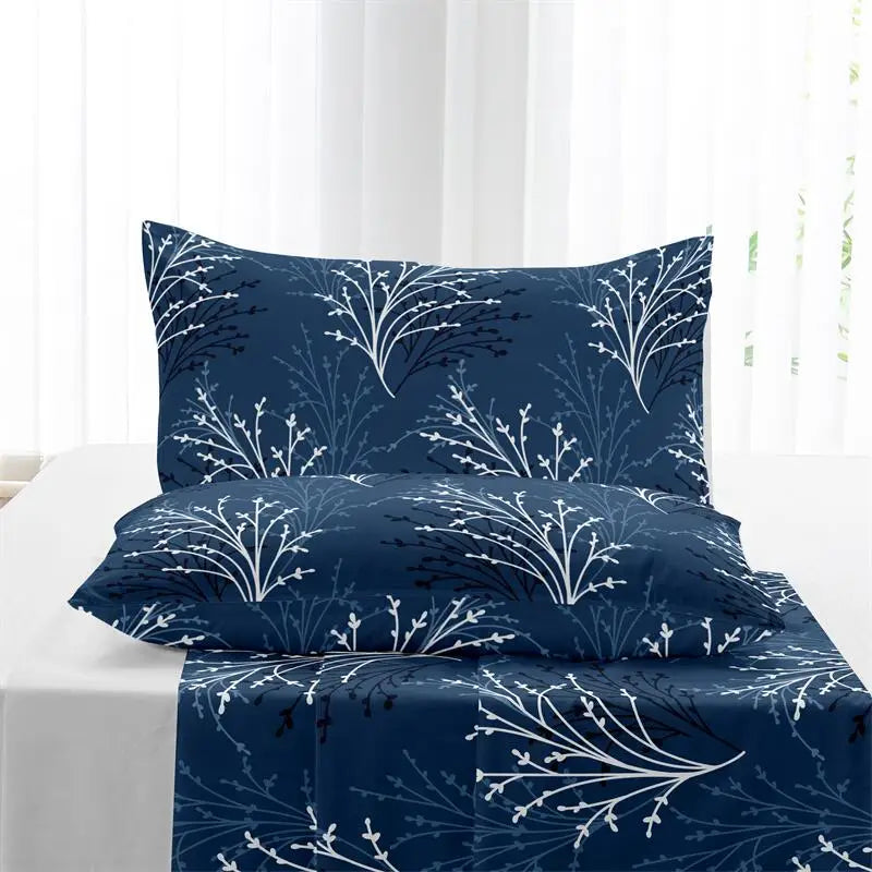 Queen Size Flower Branch Matte Duvet Cover Set - Soft and Skin-Friendly