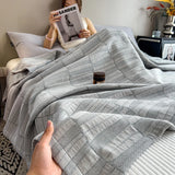 Luxury 100% Cotton Throw Blanket for Single Queen King Bed All Season Pure Cotton Blankets Cozy Soft Breathable Thermal Blankets