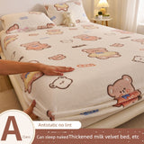 Elegant Winter Fleece-Lined Coral Milk Fiber Fitted Sheet Julia M Home & Kitchen