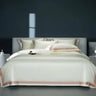 Premium 1400TC Egyptian Cotton Smooth Soft Bedding Set Chic White Grey Patchwork Duvet Cover Flat/Fitted Bed Sheet Pillowcases