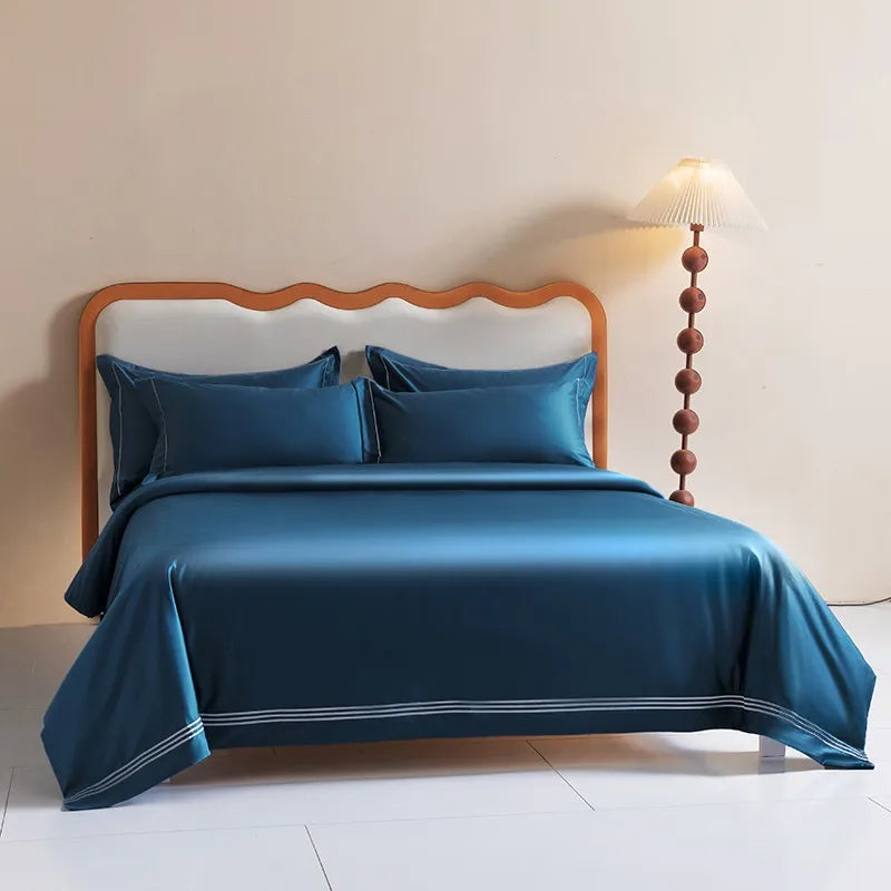 Luxury 1000TC Egyptian Cotton Duvet Cover Set with Silver Embroidery