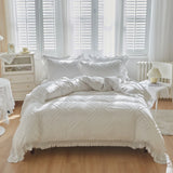 Bohemia Wavy Cut Flowers with Tassel Duvet Cover Set Single Double Boho Bedding Set Queen Soft Grace Quilt Cover and Pillowcases
