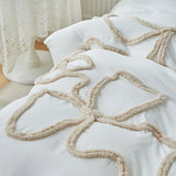 New Bow-knot Tufted Cut Flower Quilt Cover Set Queen Tufting Duvet Cover and Pillowcase Comfortable Skin-Friendly Blanket Covers