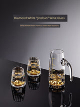 Crystal Glass Wine Decanter Set with Gold Foil Shot Cup