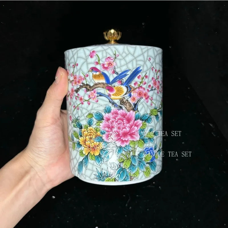 1PC Ceramic Storage Jar with Lid Coffee Table Tea Jar Living Room Candy Jar Household Kitchen Supplies Cereal Dispenser Julia M LifeStyles