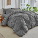 Three-dimensional Pleated Flowers Bedding Set Queen Simple Duvet Cover Set King Blanket Cover and Pillowcases Comforter Covers