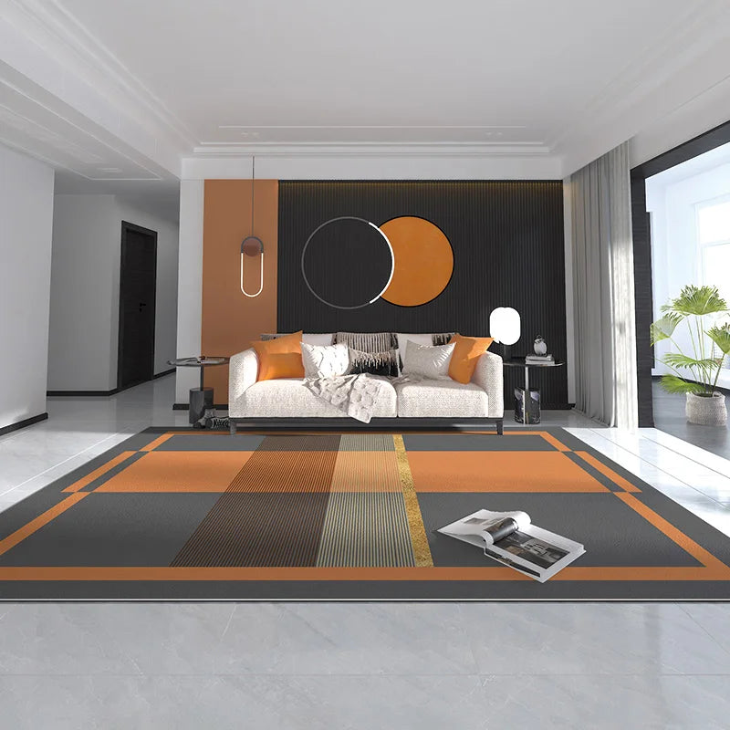 VIKAMA Orange Grey Large Living Room Carpet