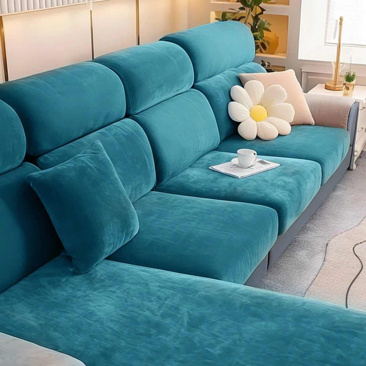 Thickened Elastic Silver Fox Fleece Sofa Cover