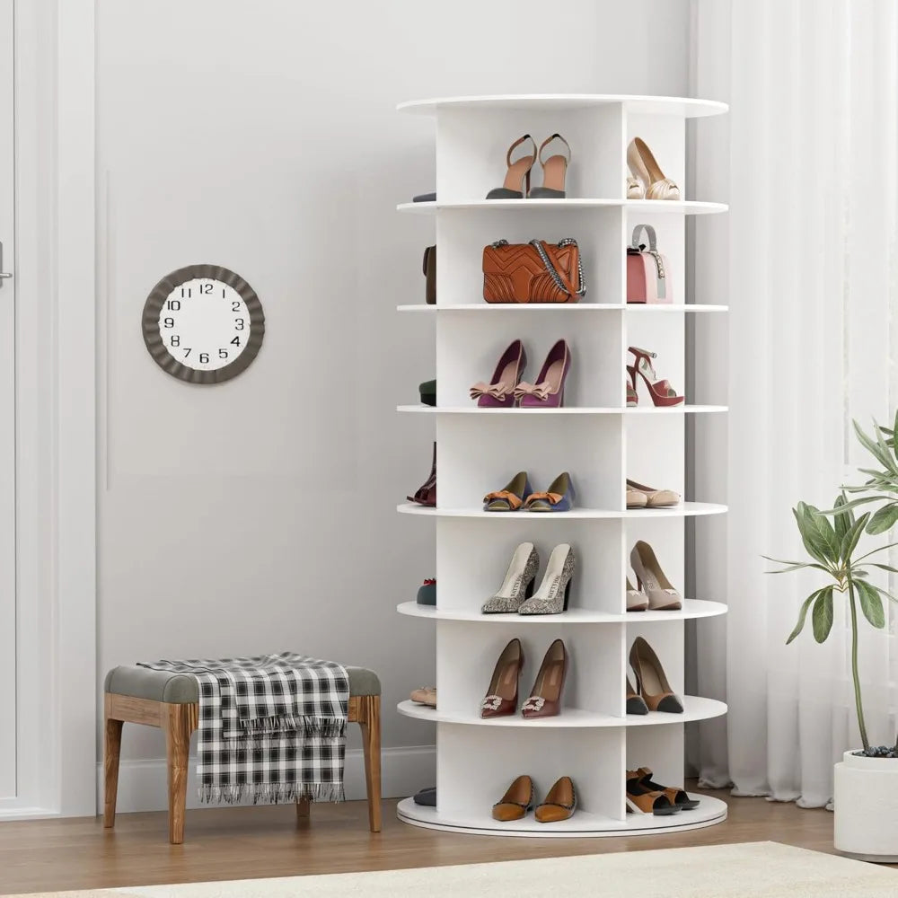 Rotating Shoe Rack Tower - 7-Tier Spinning Handbag Shoe Display Lazy Susan Organizer, 360° Revolving Shoe Rack Storage - Julia M LifeStyles