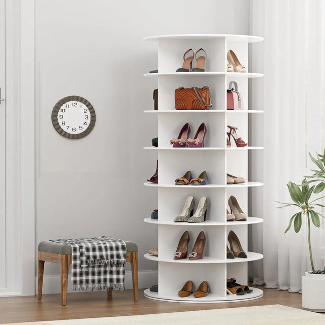 Rotating Shoe Rack Tower - 7-Tier Spinning Handbag Shoe Display Lazy Susan Organizer, 360° Revolving Shoe Rack Storage - Julia M LifeStyles