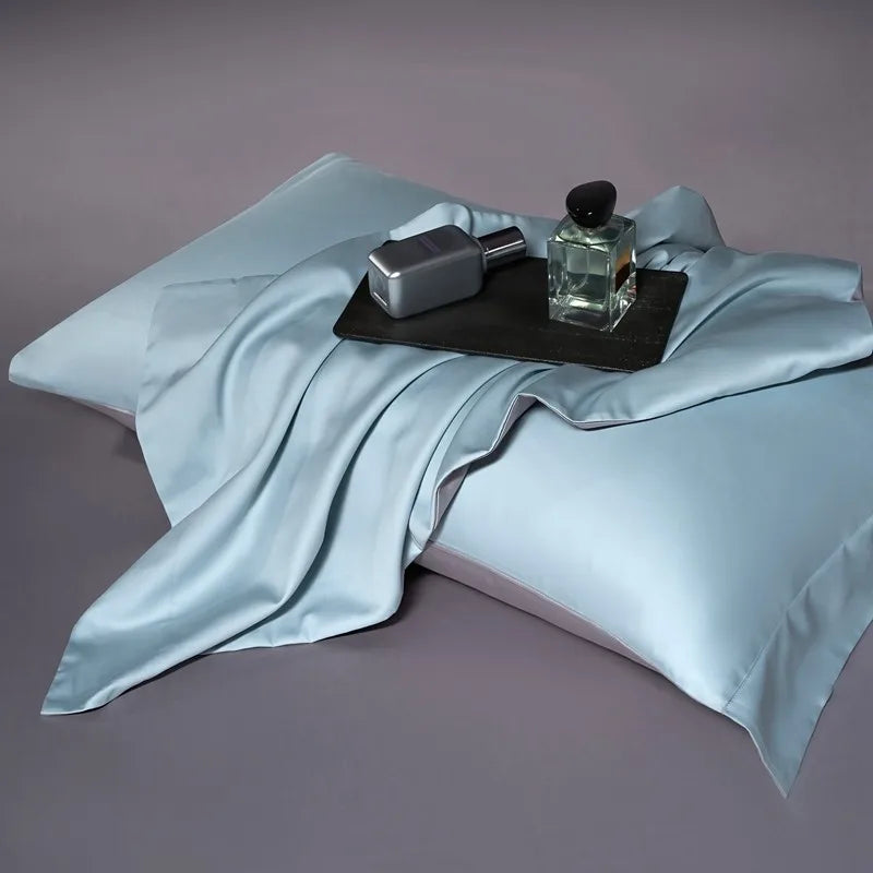 Luxury 100% Egyptian Cotton Reversible Duvet Cover Set in Silver & Purple