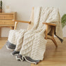 Nordic Luxury Cable Knit Handwoven Throw Blanket | Textured Bedspread & Nap Blanket | Multi-Use Decorative Sofa Cover