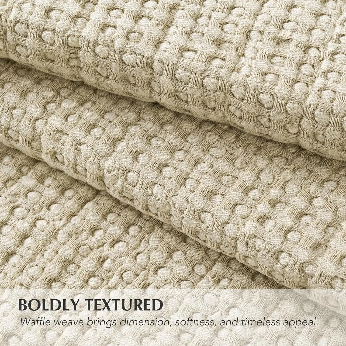 King Size 3-Piece Stonewashed Cotton Waffle Quilt Set, Durable & Lightweight for All Seasons with Box Stitch Design
