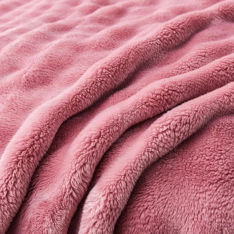 Cozy Coral Fleece Rabbit Fur Blanket for Sofa & Bedroom Julia M LifeStyles