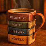 3D Painted Book Design Coffee Mug - Heat-Resistant Drinkware with Ergonomic Handle Julia M LifeStyles