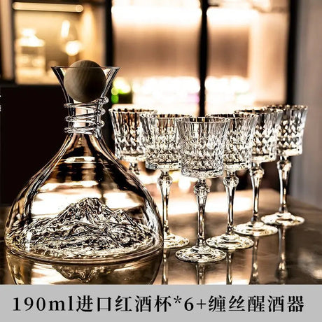 Glass Crystal Luxury Red Wine Glass Set Crystal Silk Iceberg Decanter Diamond Wine Glass Julia M Home & Kitchen
