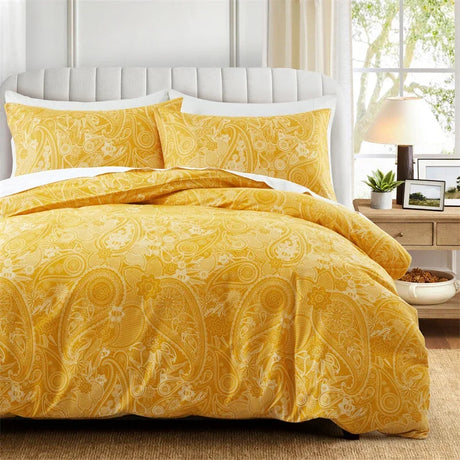 Boho White Paisley Floral Duvet Cover Twin Bohemian Exotic Flower Bedding Set Reversible Red Comforter Cover for Girl Women Room Julia M LifeStyles