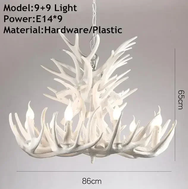 Rustic Alpine Hand-Crafted Deer Antler Pendant Chandelier